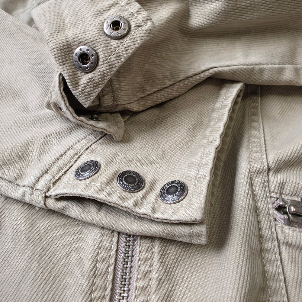 French Cuff Women's Khaki Utility Jacket‎ Medium Cotton Zip Front Pockets - Picture 8 of 8